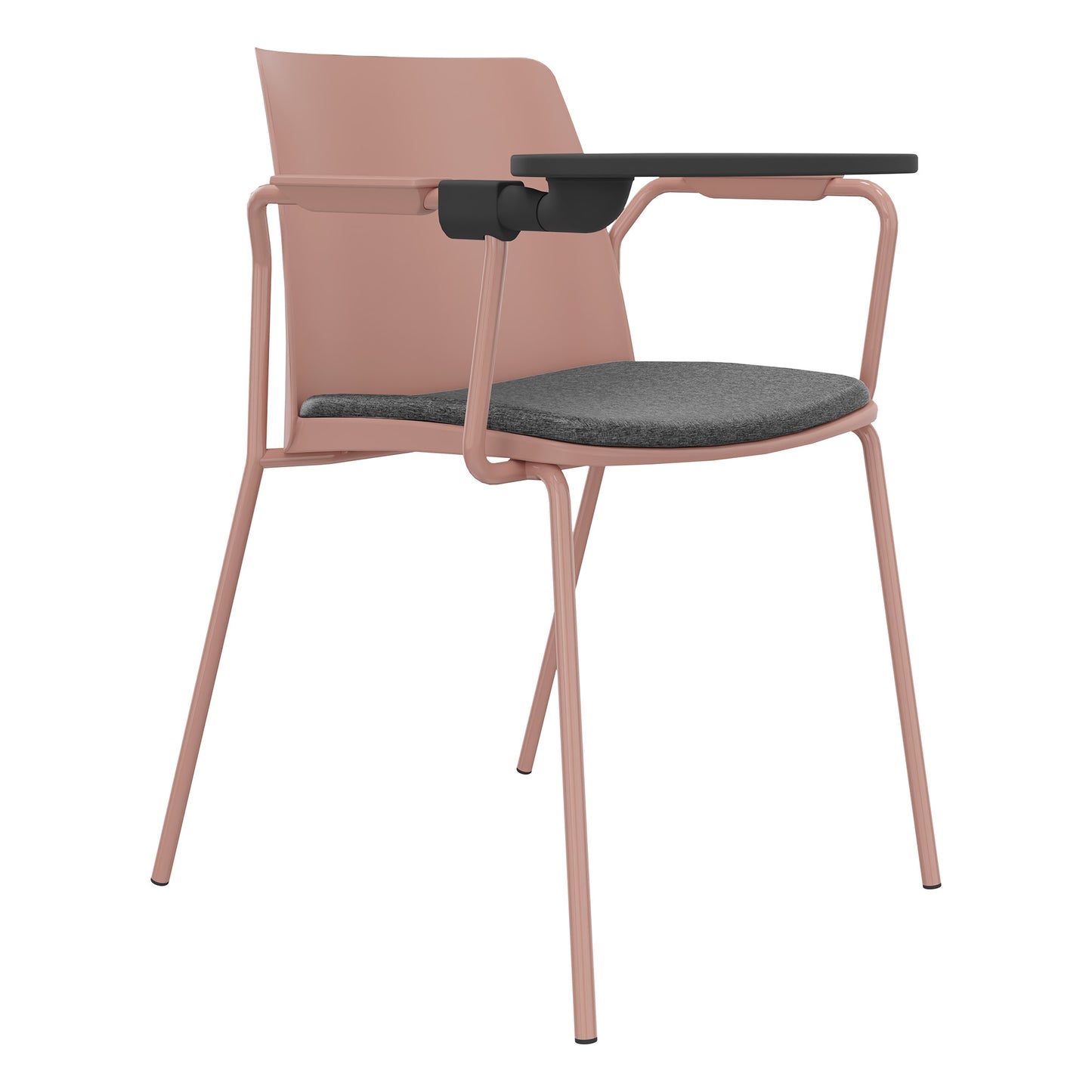 POLYTONE-L visitor and conference chair with folding table, color antique pink