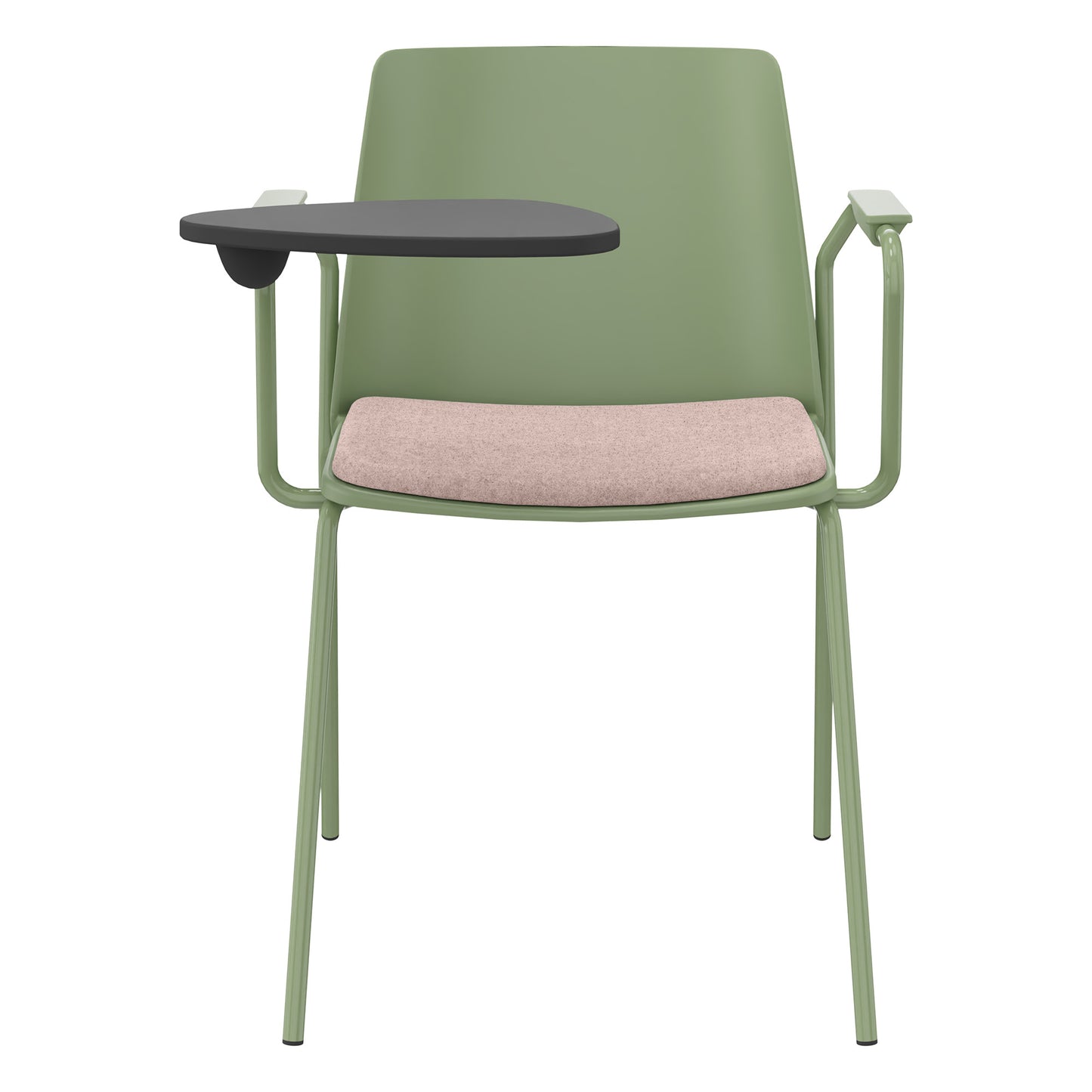 POLYTONE-L visitor and conference chair with folding table, color avocado green