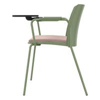 POLYTONE-L visitor and conference chair with folding table, color avocado green