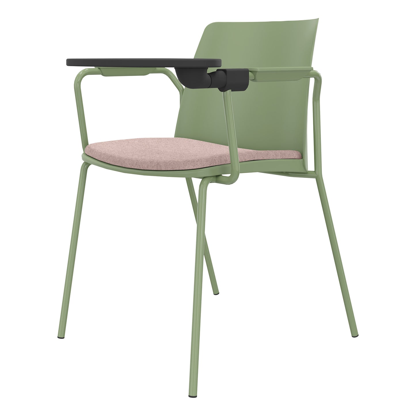 POLYTONE-L visitor and conference chair with folding table, color avocado green