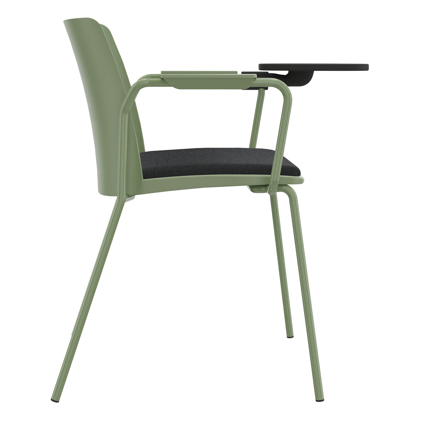 POLYTONE-L visitor and conference chair with folding table, color avocado green