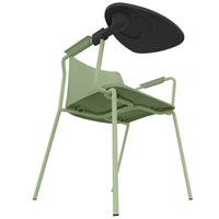 POLYTONE-L visitor and conference chair with folding table, color avocado green