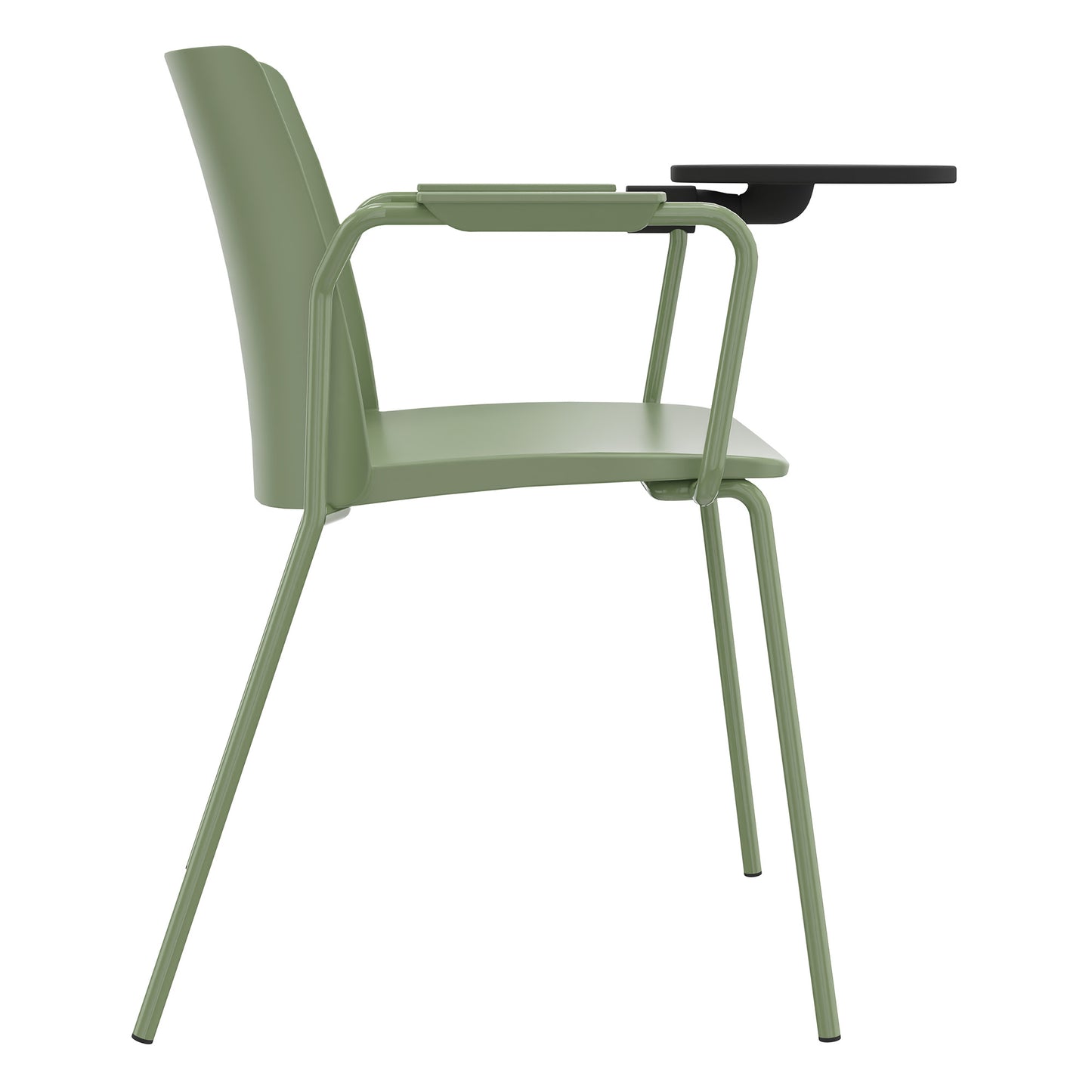 POLYTONE-L visitor and conference chair with folding table, color avocado green