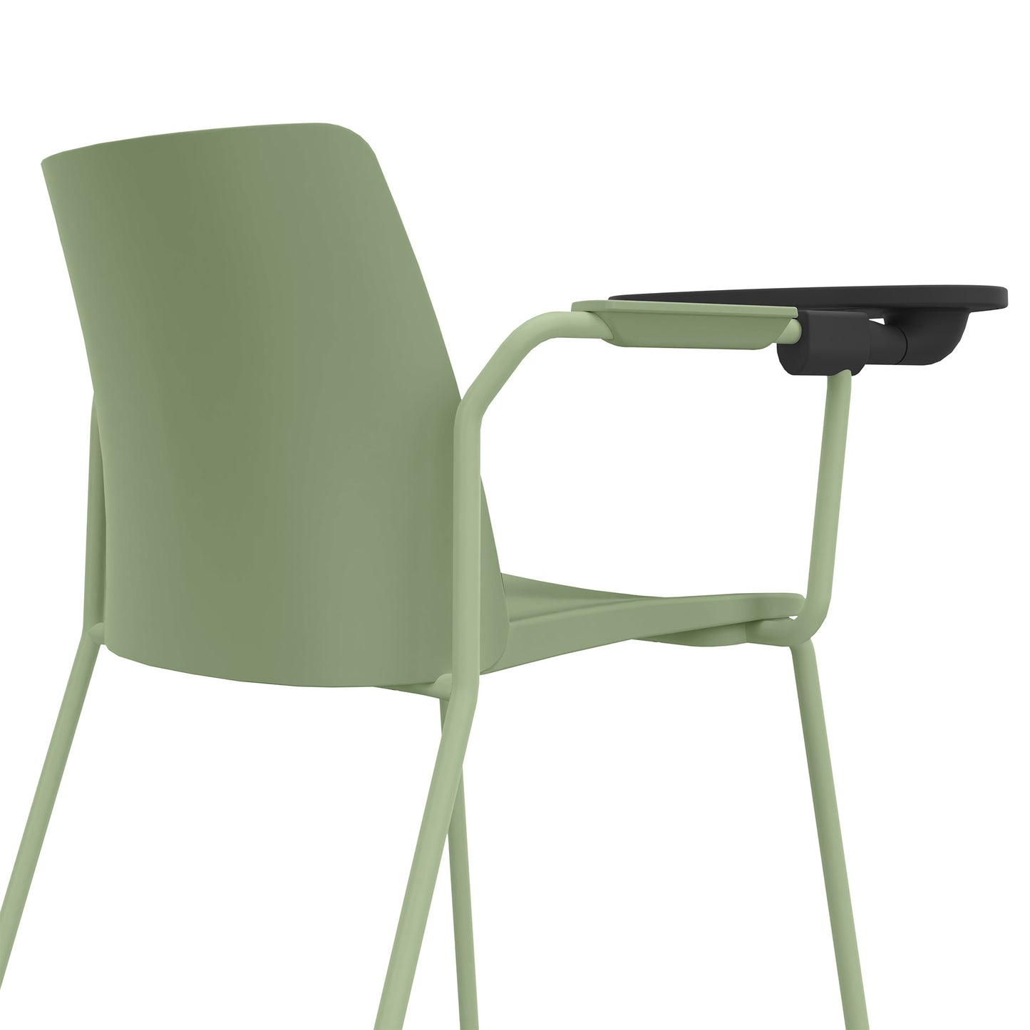 POLYTONE-L visitor and conference chair with folding table, color avocado green