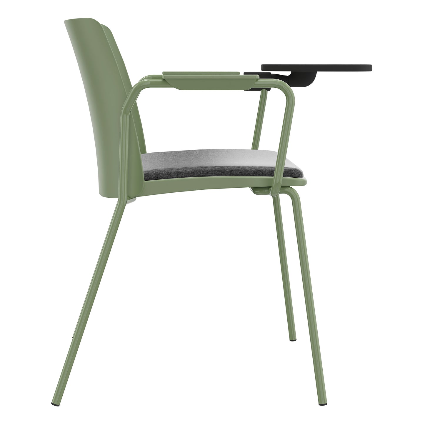 POLYTONE-L visitor and conference chair with folding table, color avocado green