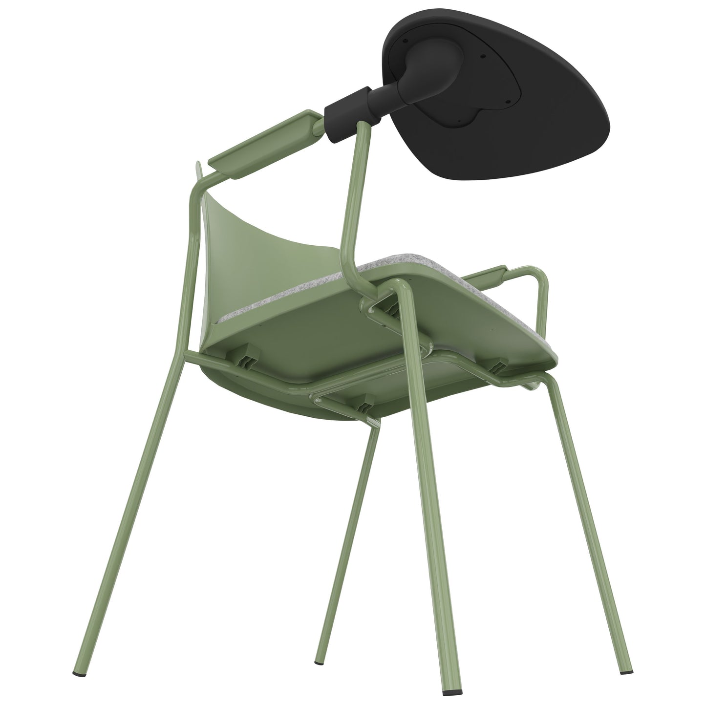 POLYTONE-L visitor and conference chair with folding table, color avocado green