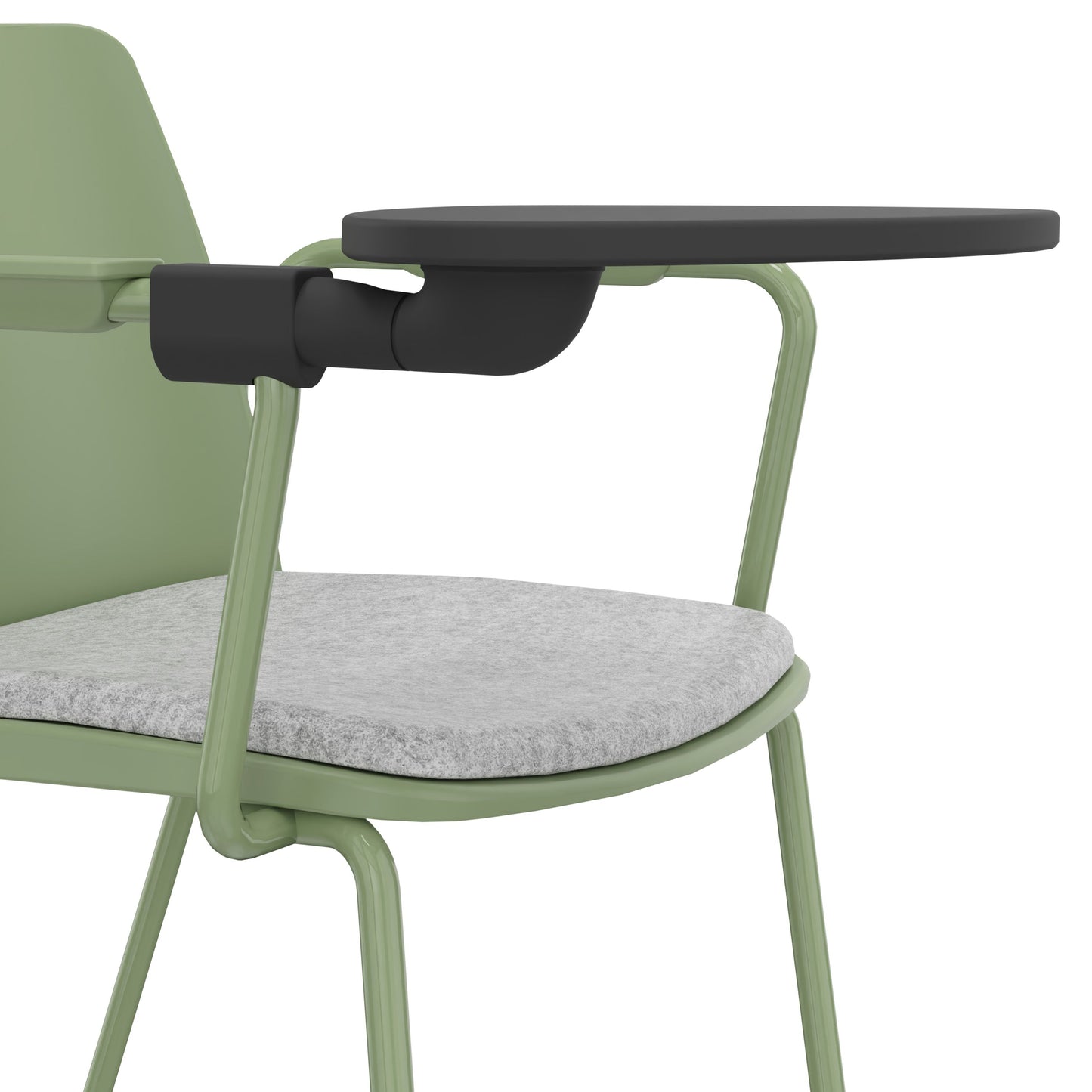 POLYTONE-L visitor and conference chair with folding table, color avocado green