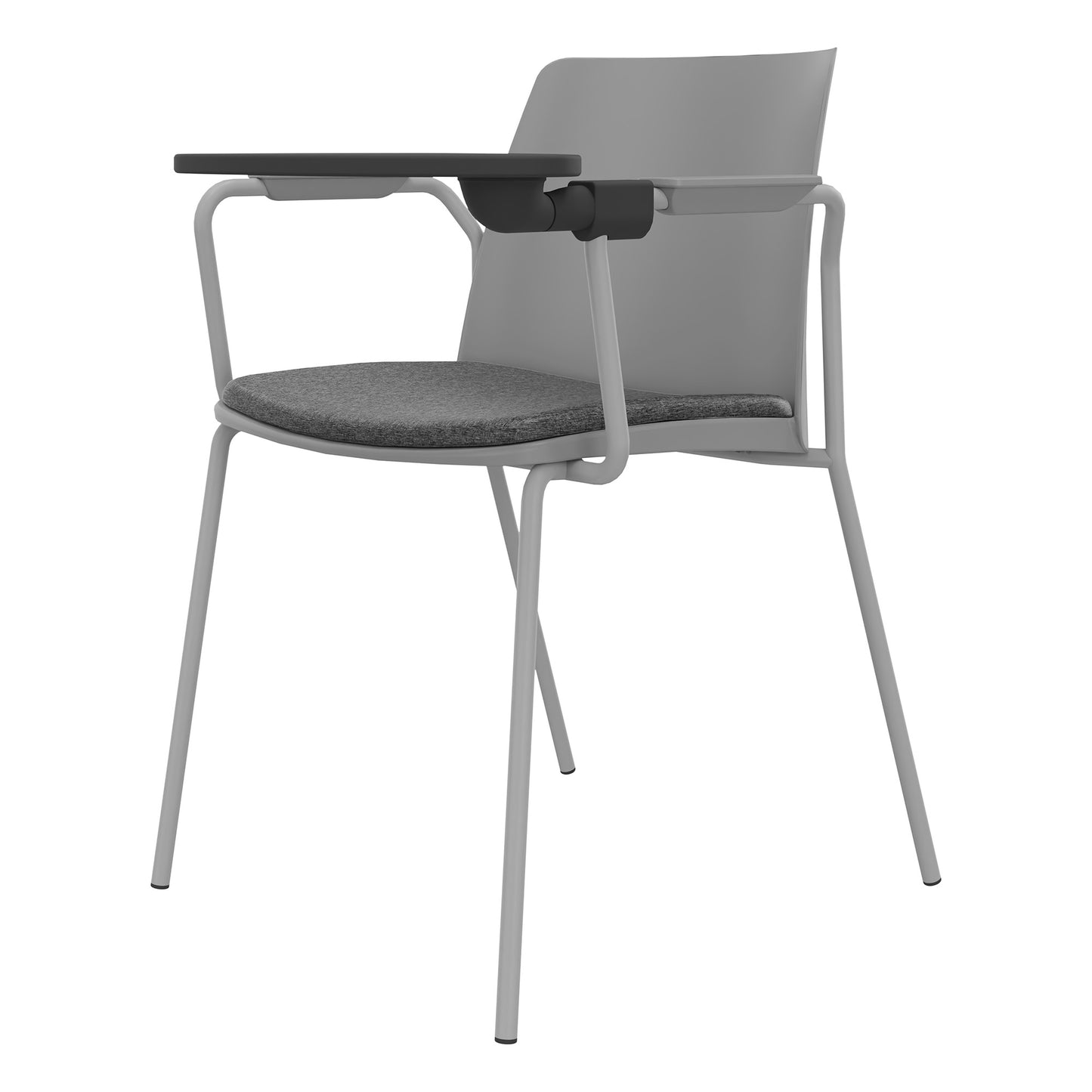 POLYTONE-L visitor and conference chair with folding table, color gray