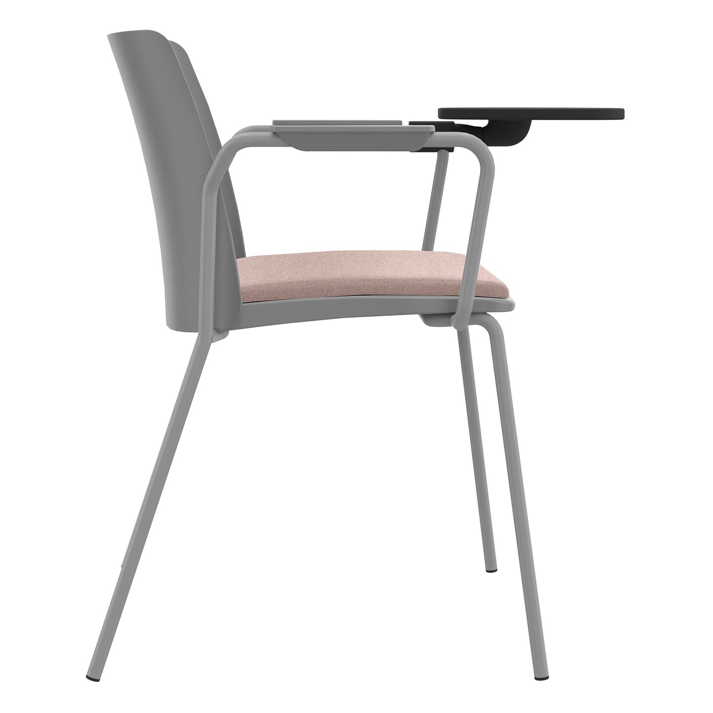 POLYTONE-L visitor and conference chair with folding table, color gray