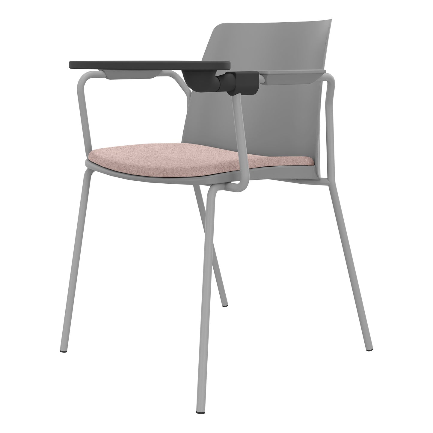 POLYTONE-L visitor and conference chair with folding table, color gray