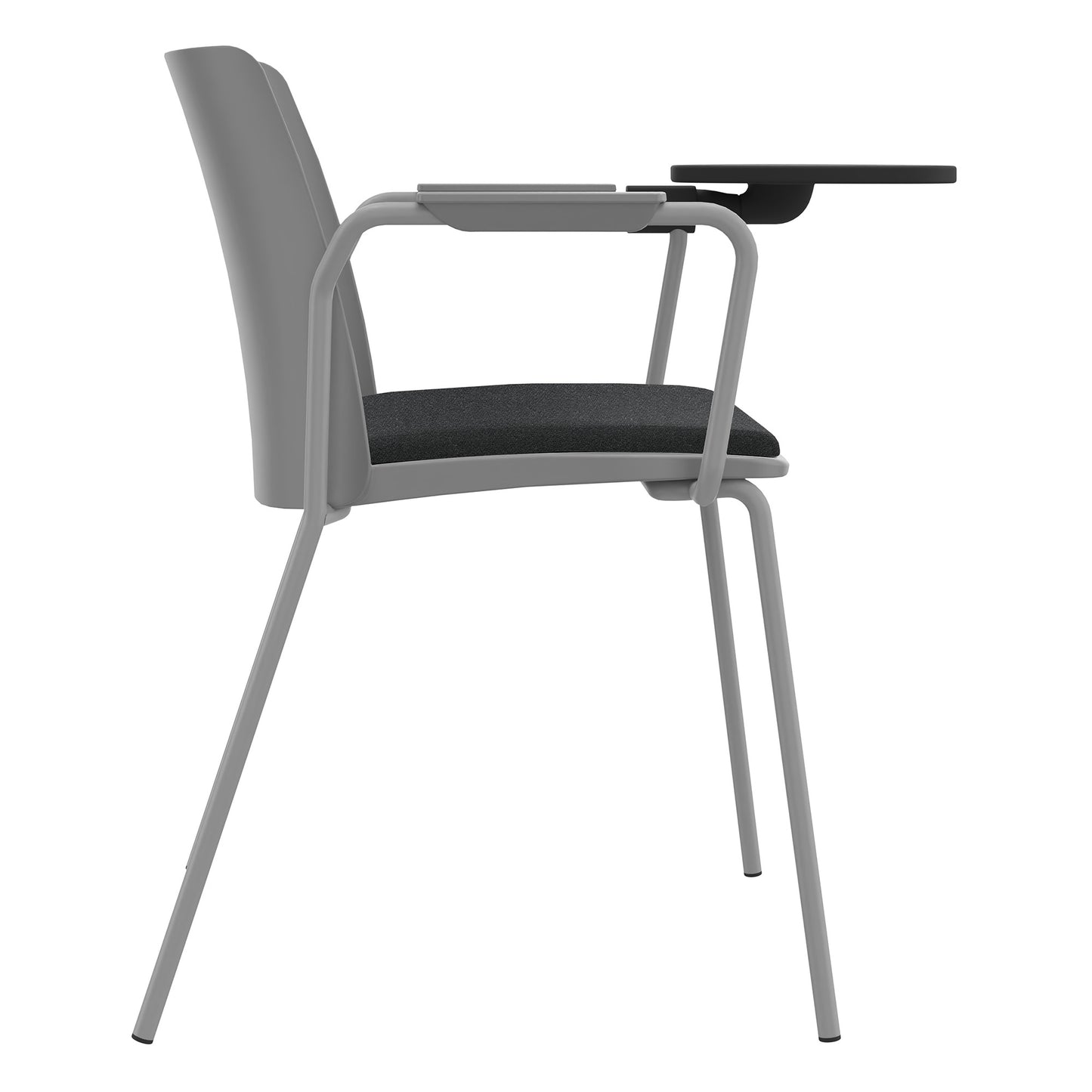 POLYTONE-L visitor and conference chair with folding table, color gray