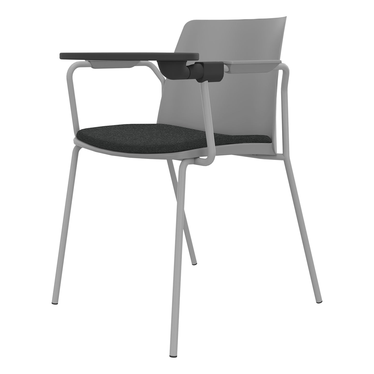 POLYTONE-L visitor and conference chair with folding table, color gray