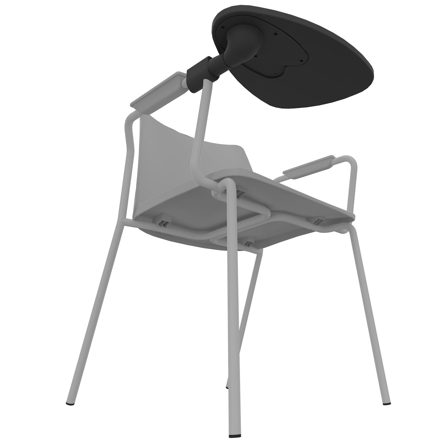 POLYTONE-L visitor and conference chair with folding table, color gray