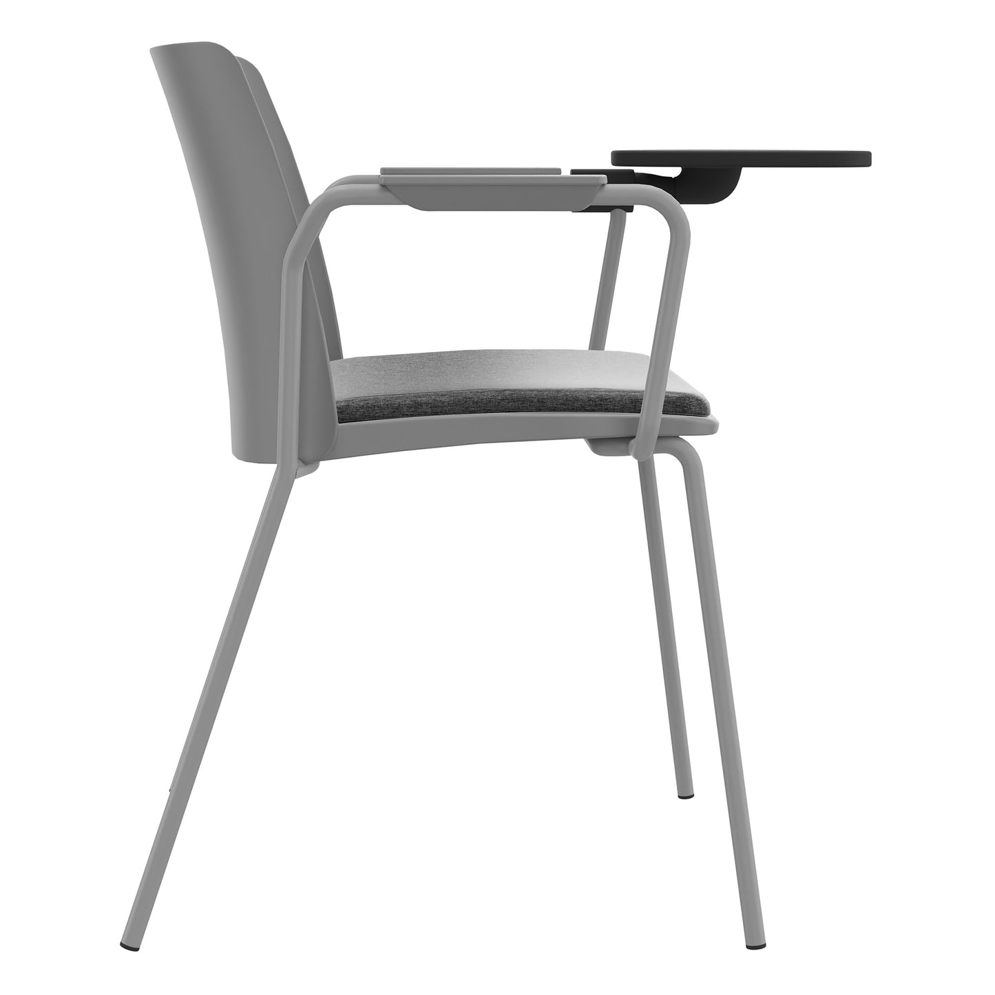 POLYTONE-L visitor and conference chair with folding table, color gray