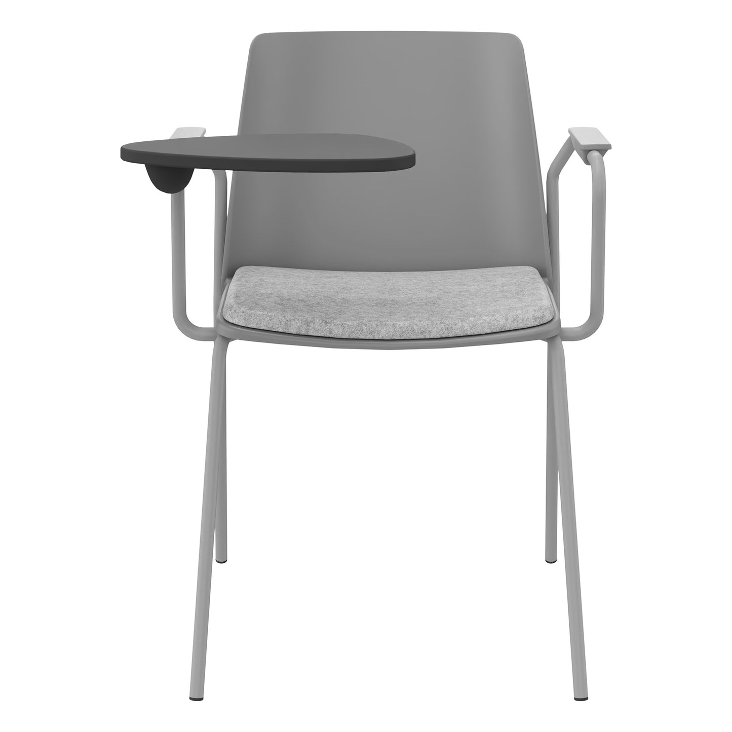 POLYTONE-L visitor and conference chair with folding table, color gray