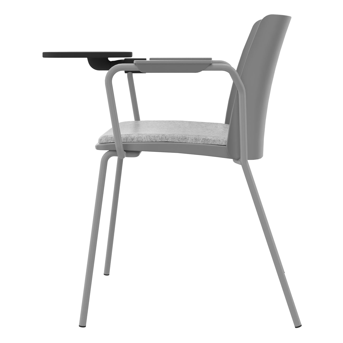 POLYTONE-L visitor and conference chair with folding table, color gray