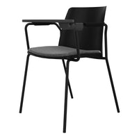 POLYTONE-L visitor and conference chair with folding table, color black