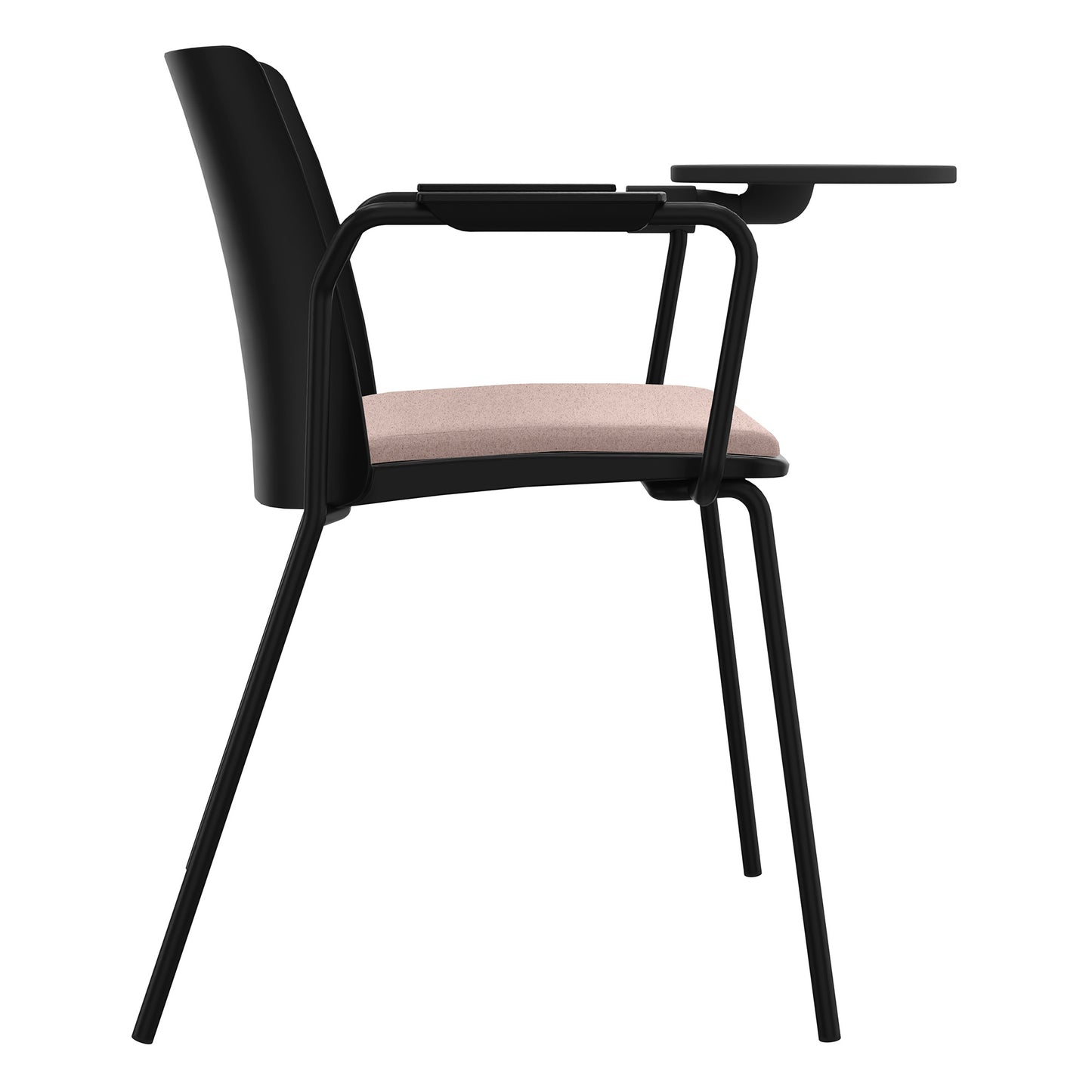 POLYTONE-L visitor and conference chair with folding table, color black