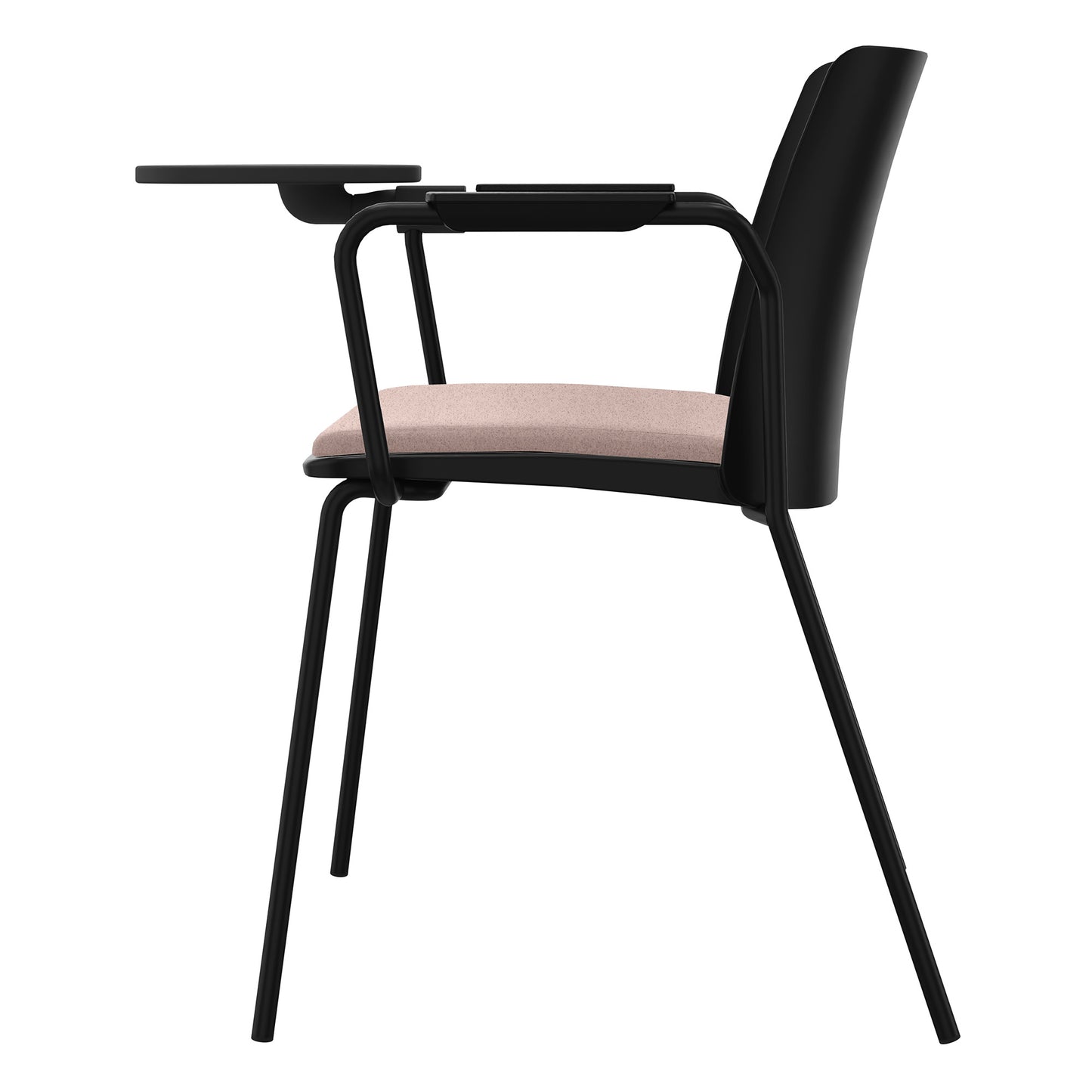 POLYTONE-L visitor and conference chair with folding table, color black