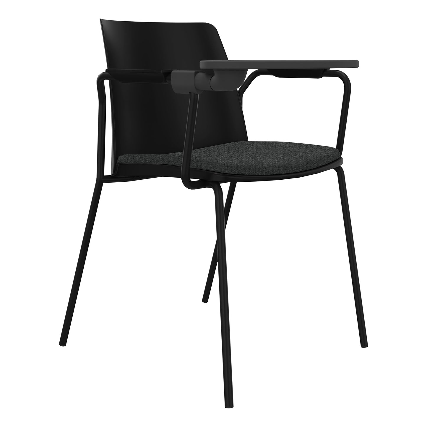 POLYTONE-L visitor and conference chair with folding table, color black