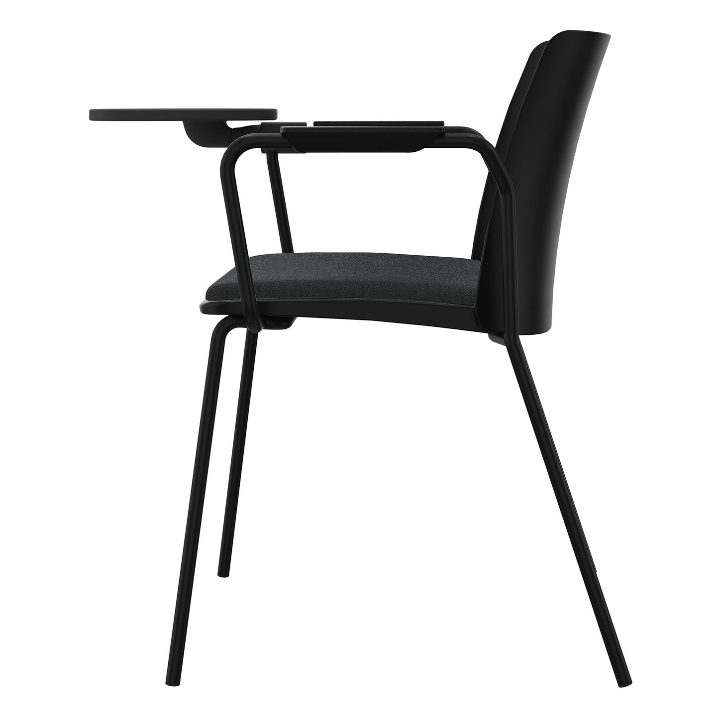 POLYTONE-L visitor and conference chair with folding table, color black