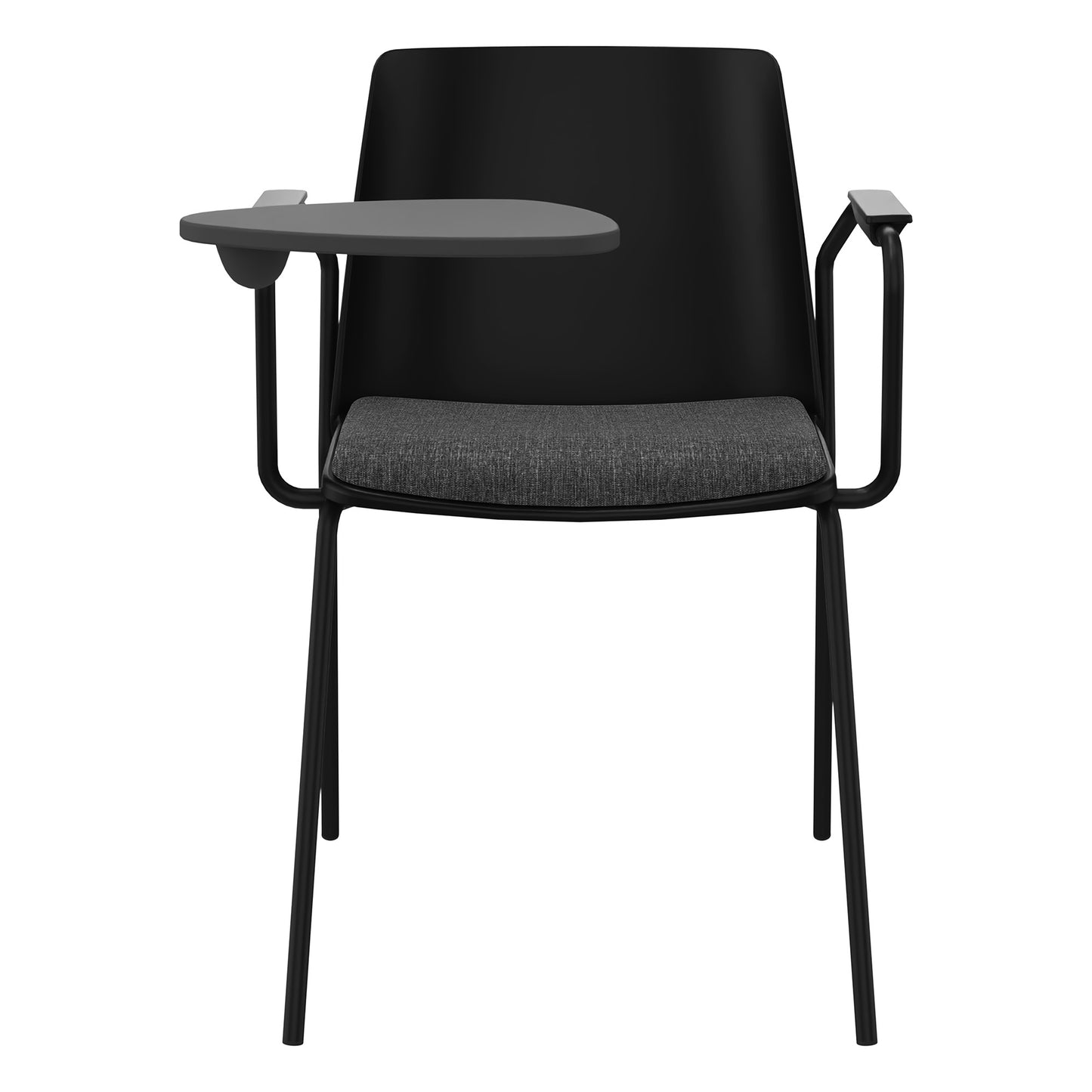 POLYTONE-L visitor and conference chair with folding table, color black