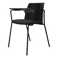 POLYTONE-L visitor and conference chair with folding table, color black