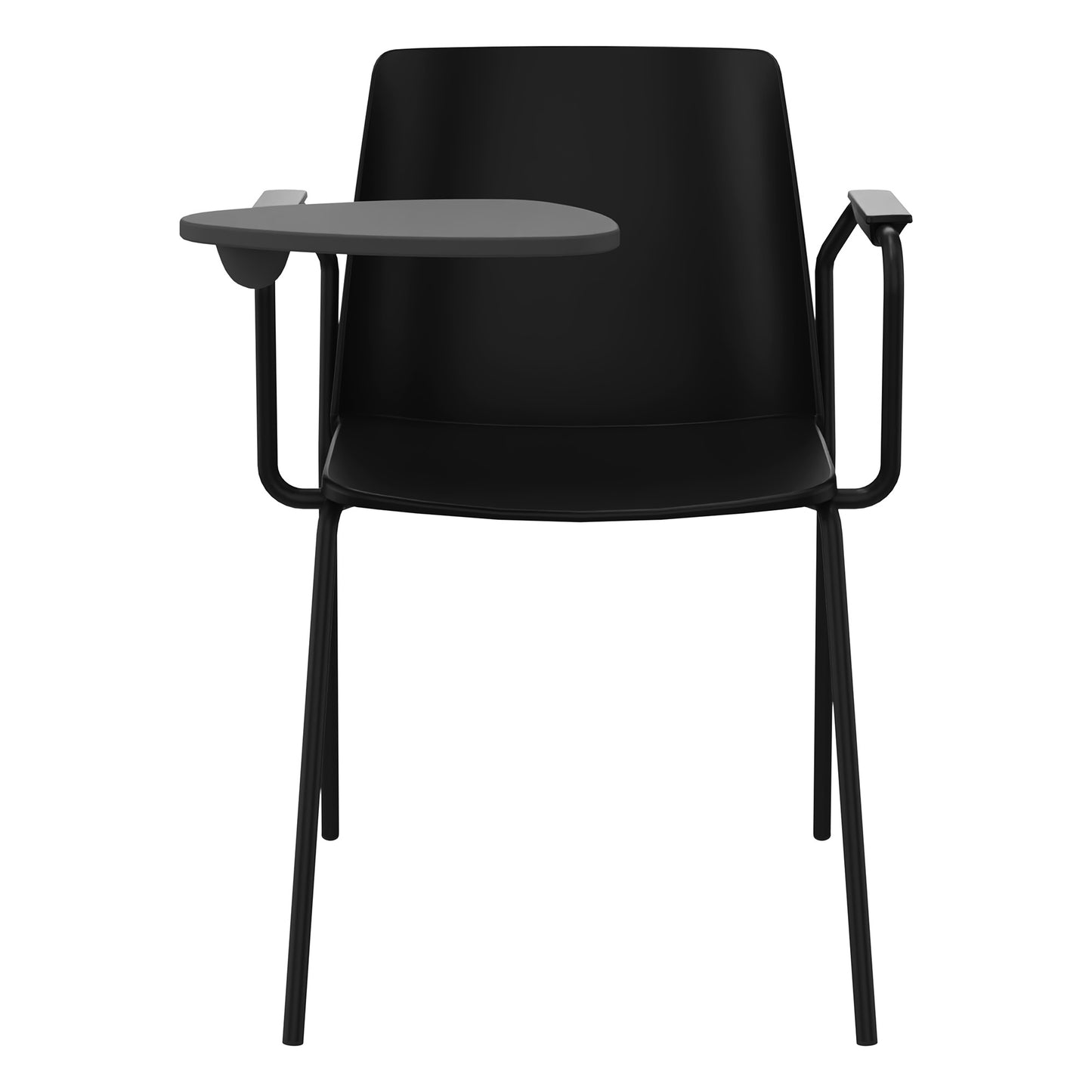 POLYTONE-L visitor and conference chair with folding table, color black