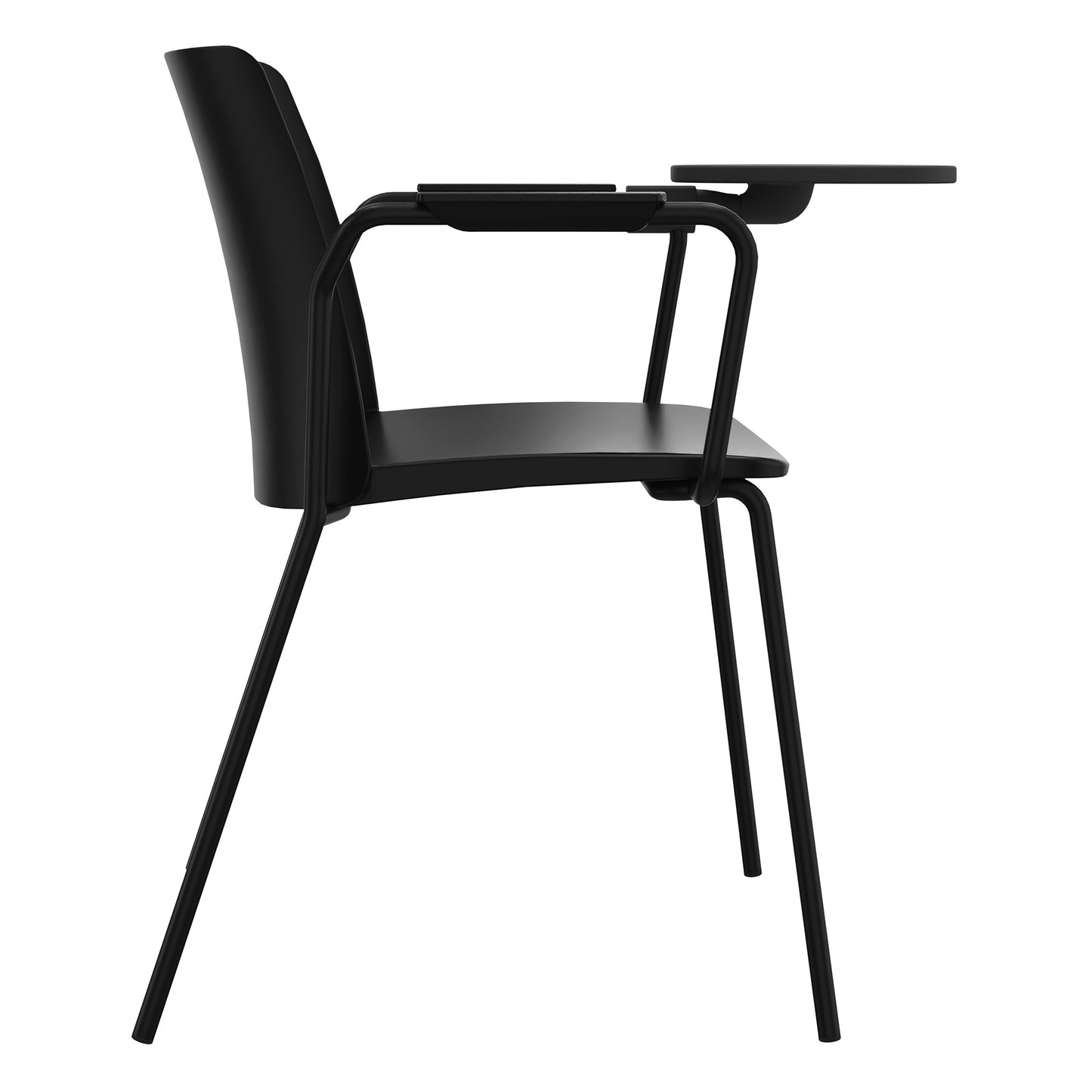 POLYTONE-L visitor and conference chair with folding table, color black