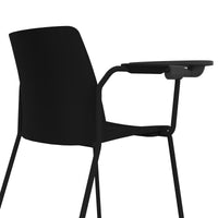 POLYTONE-L visitor and conference chair with folding table, color black