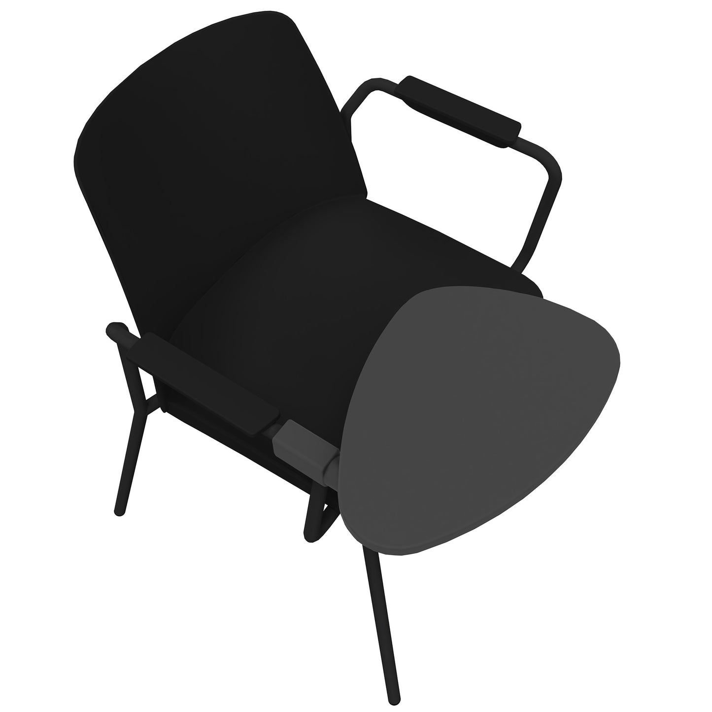 POLYTONE-L visitor and conference chair with folding table, color black