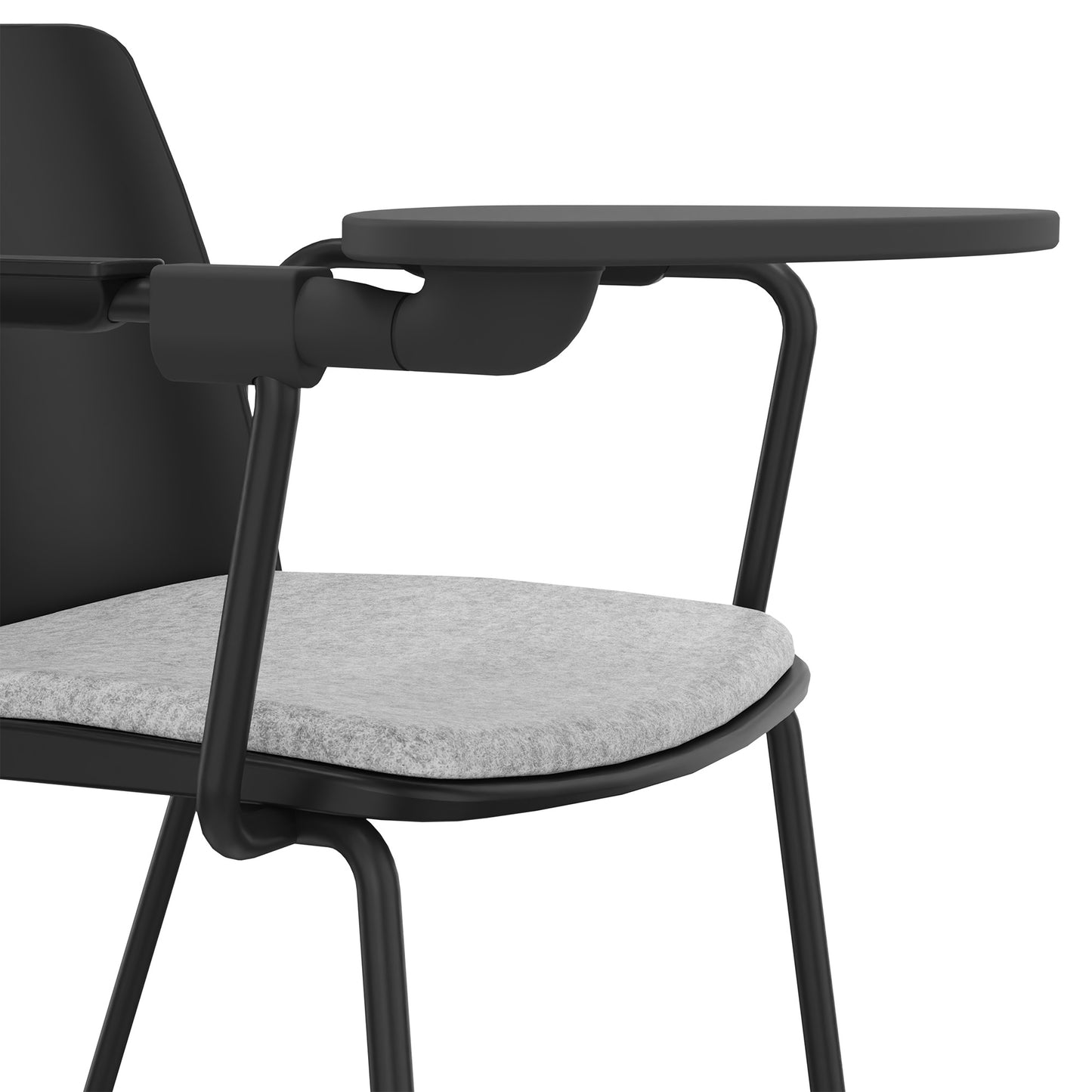 POLYTONE-L visitor and conference chair with folding table, color black