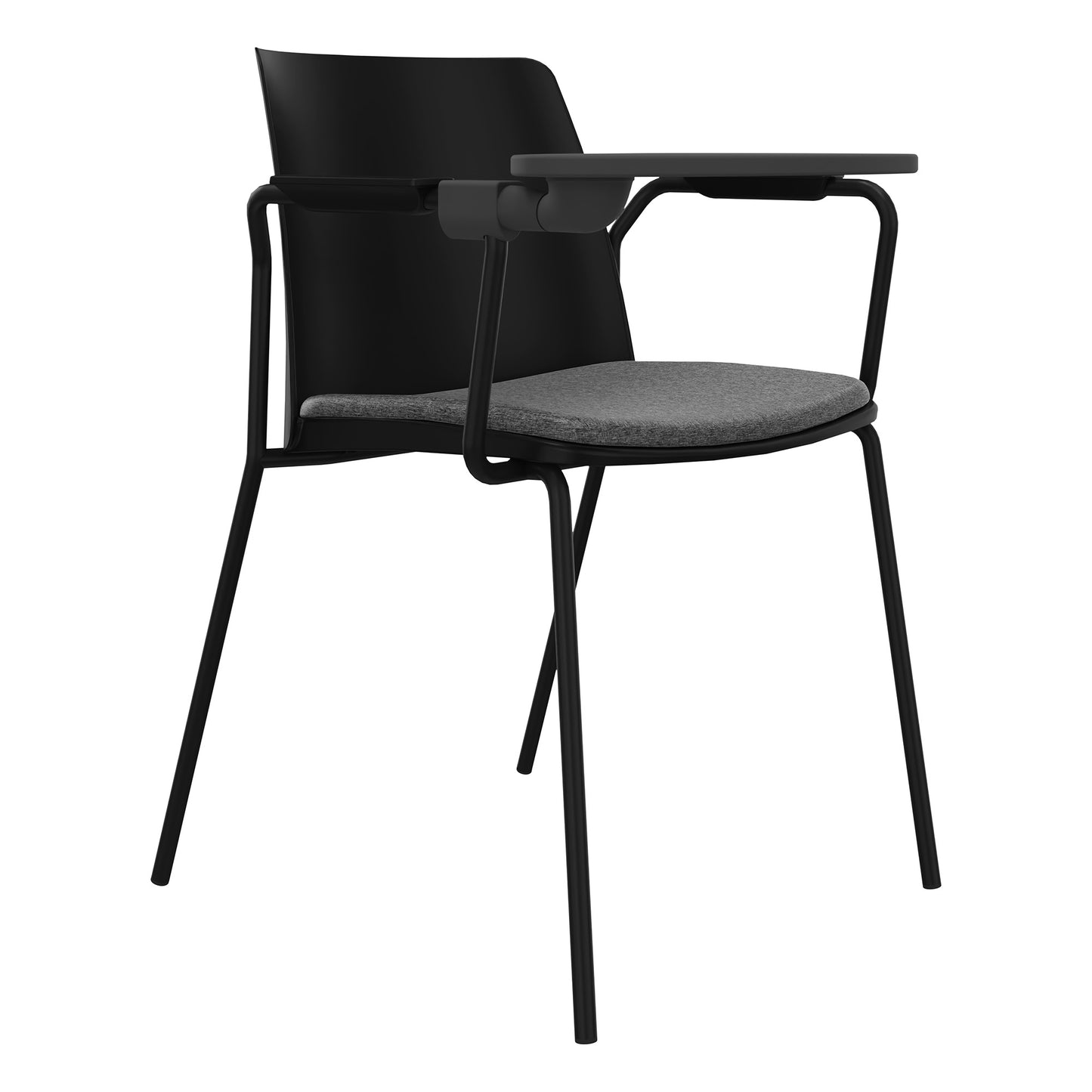 POLYTONE-L visitor and conference chair with folding table, color black