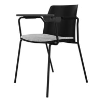 POLYTONE-L visitor and conference chair with folding table, color black