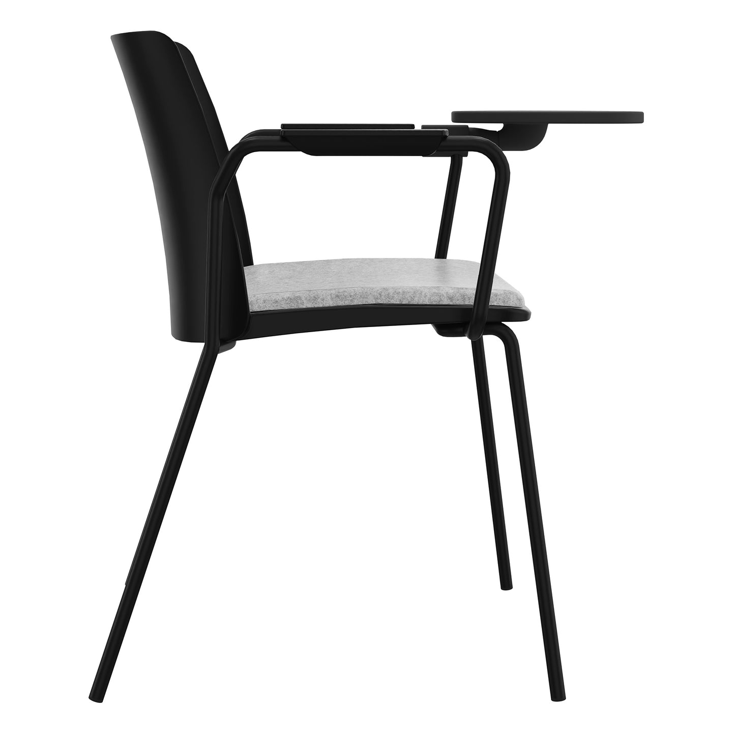 POLYTONE-L visitor and conference chair with folding table, color black