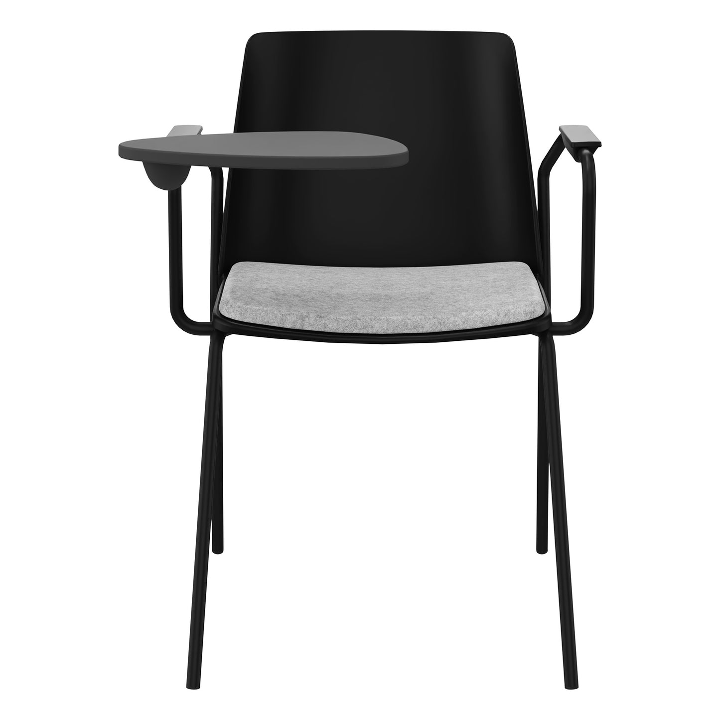 POLYTONE-L visitor and conference chair with folding table, color black