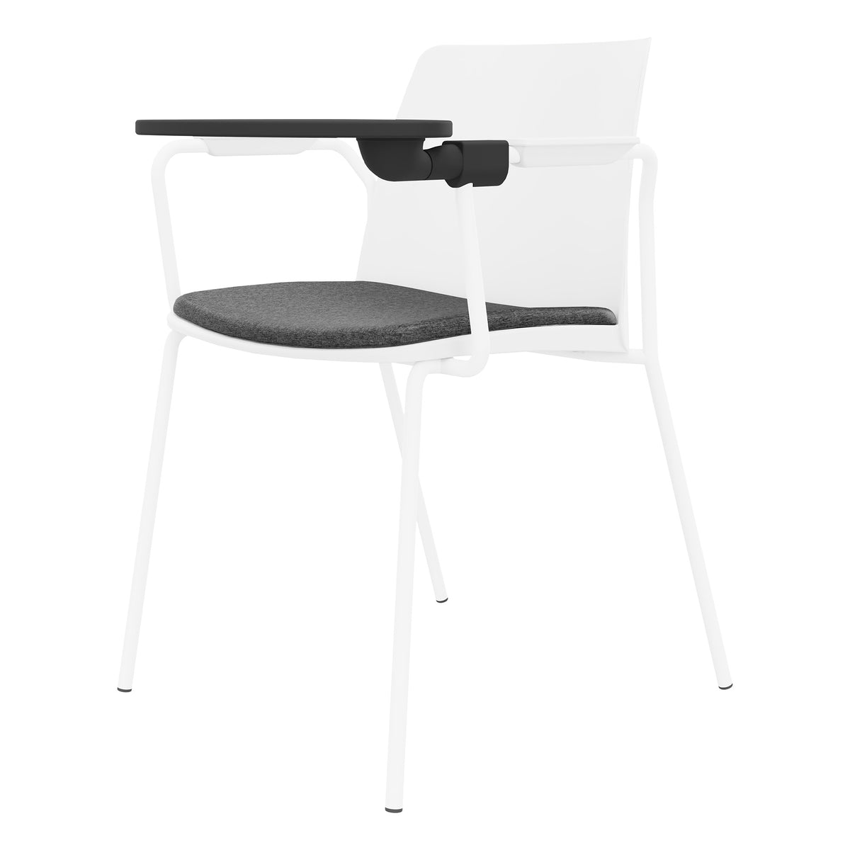 POLYTONE-L Chaise visiteur et de conférence avec tablette rabattable, couleur blanc - 5 Lightbox Main Image