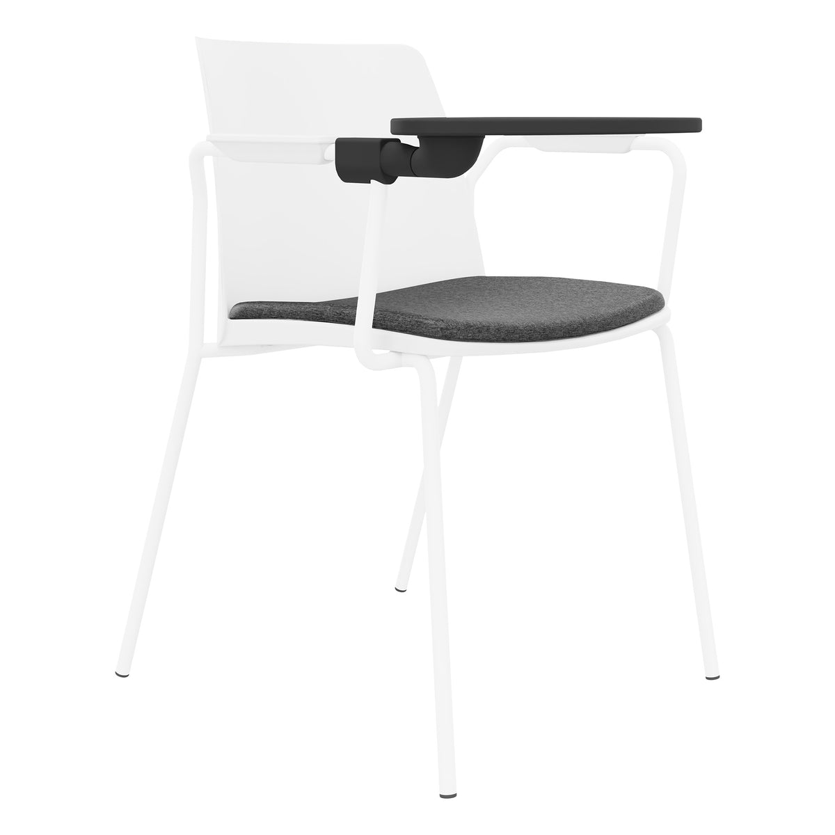 POLYTONE-L Chaise visiteur et de conférence avec tablette rabattable, couleur blanc - 2 Lightbox Main Image