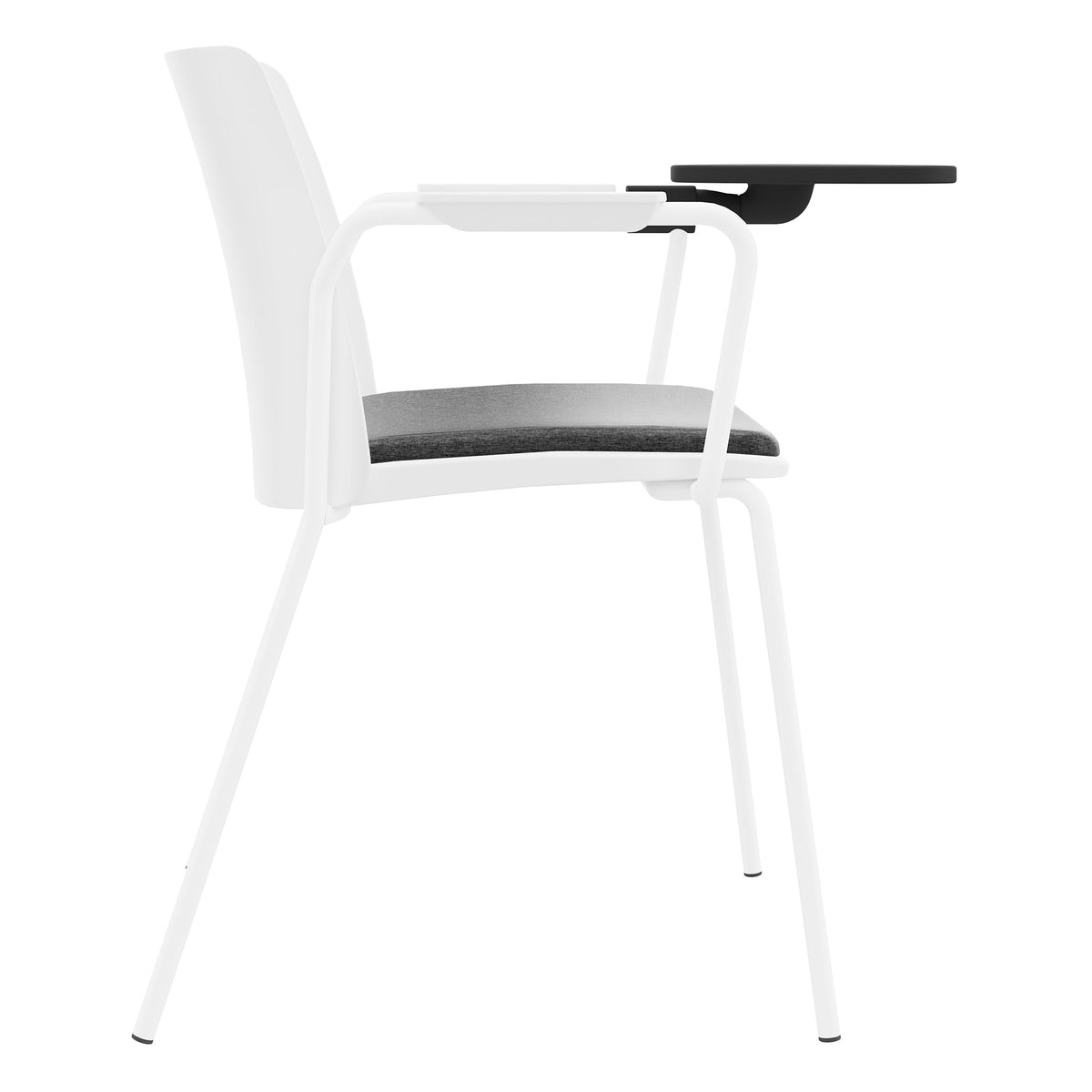 POLYTONE-L Chaise visiteur et de conférence avec tablette rabattable, couleur blanc - 3 Lightbox Main Image