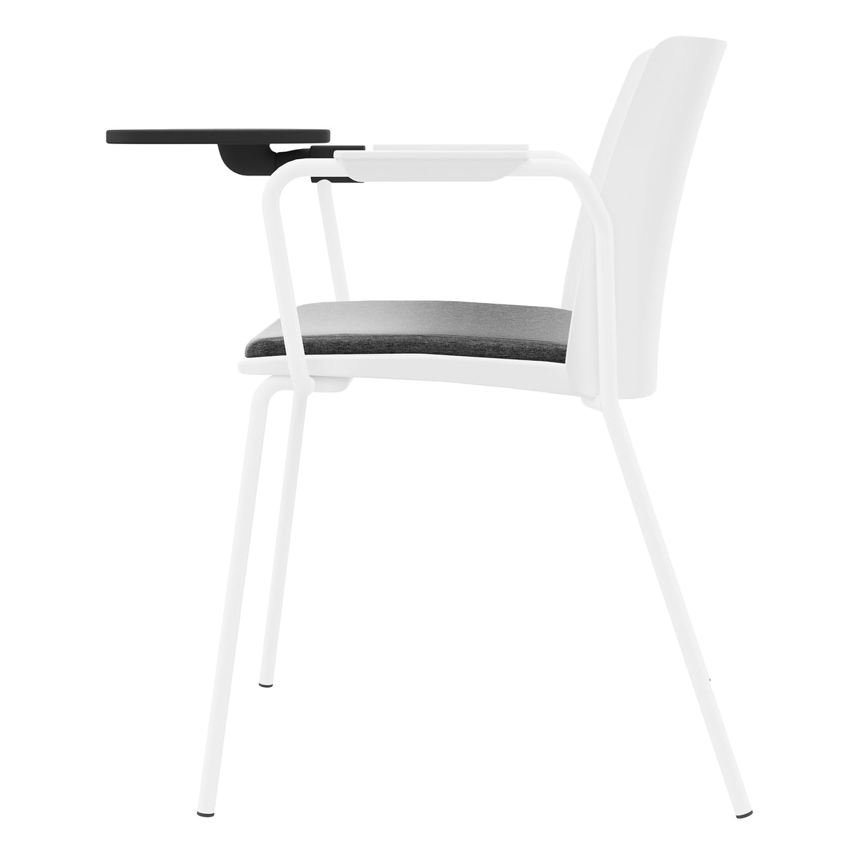 POLYTONE-L Chaise visiteur et de conférence avec tablette rabattable, couleur blanc - 4 Lightbox Main Image