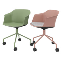 POLYTONE-C visitor and conference chair rollable | Pyramid frame, color avocado green