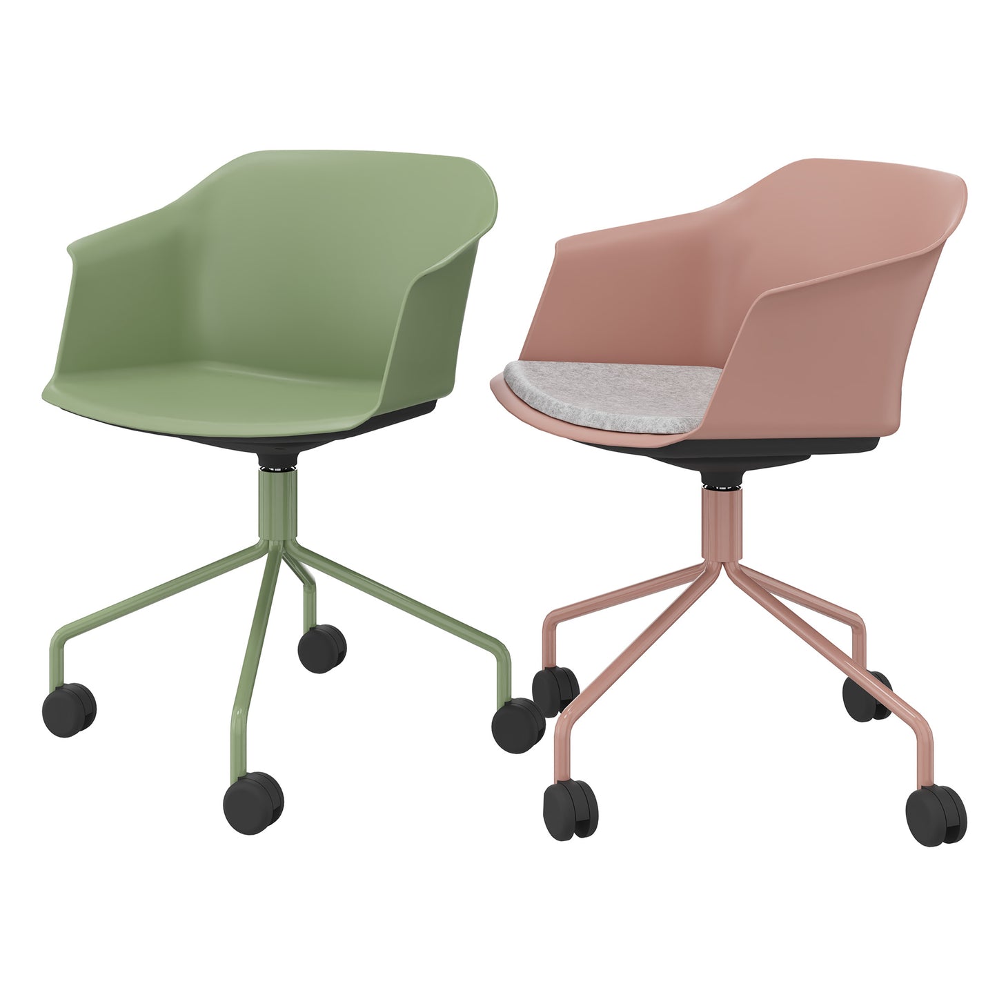 POLYTONE-C visitor and conference chair rollable | Pyramid frame, color gray