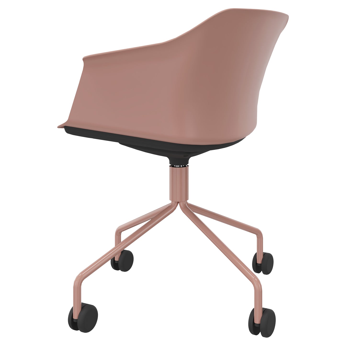 POLYTONE-C visitor and conference chair rollable | Pyramid frame, color old pink