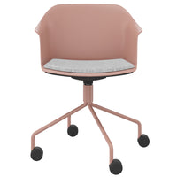 POLYTONE-C visitor and conference chair rollable | Pyramid frame, color old pink