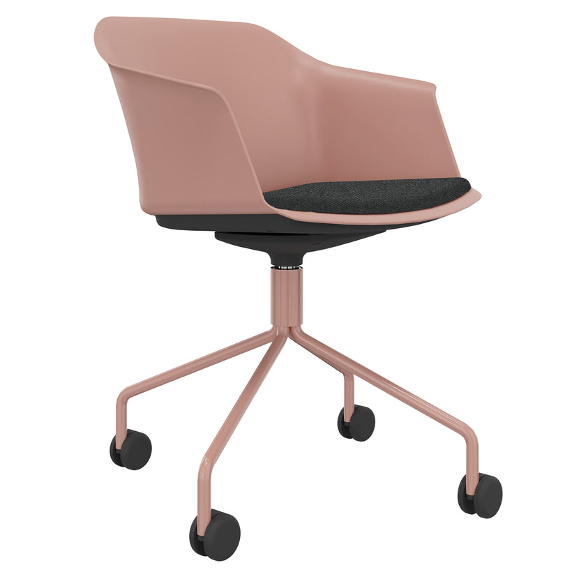 POLYTONE-C Besucher- und Konferenzstuhl rollbar | Pyramiden-Gestell, Farbe Altrosa