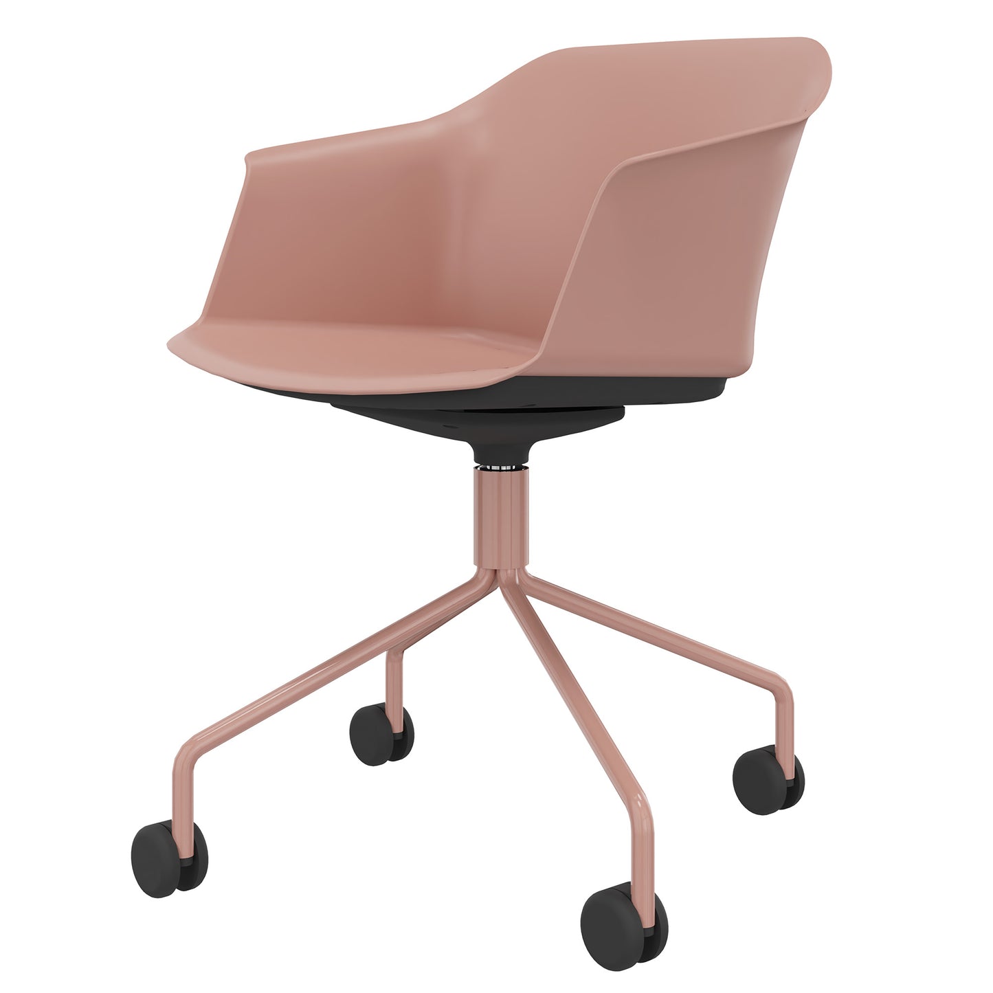 POLYTONE-C visitor and conference chair rollable | Pyramid frame, color old pink