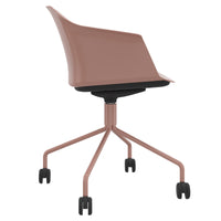 POLYTONE-C visitor and conference chair rollable | Pyramid frame, color old pink