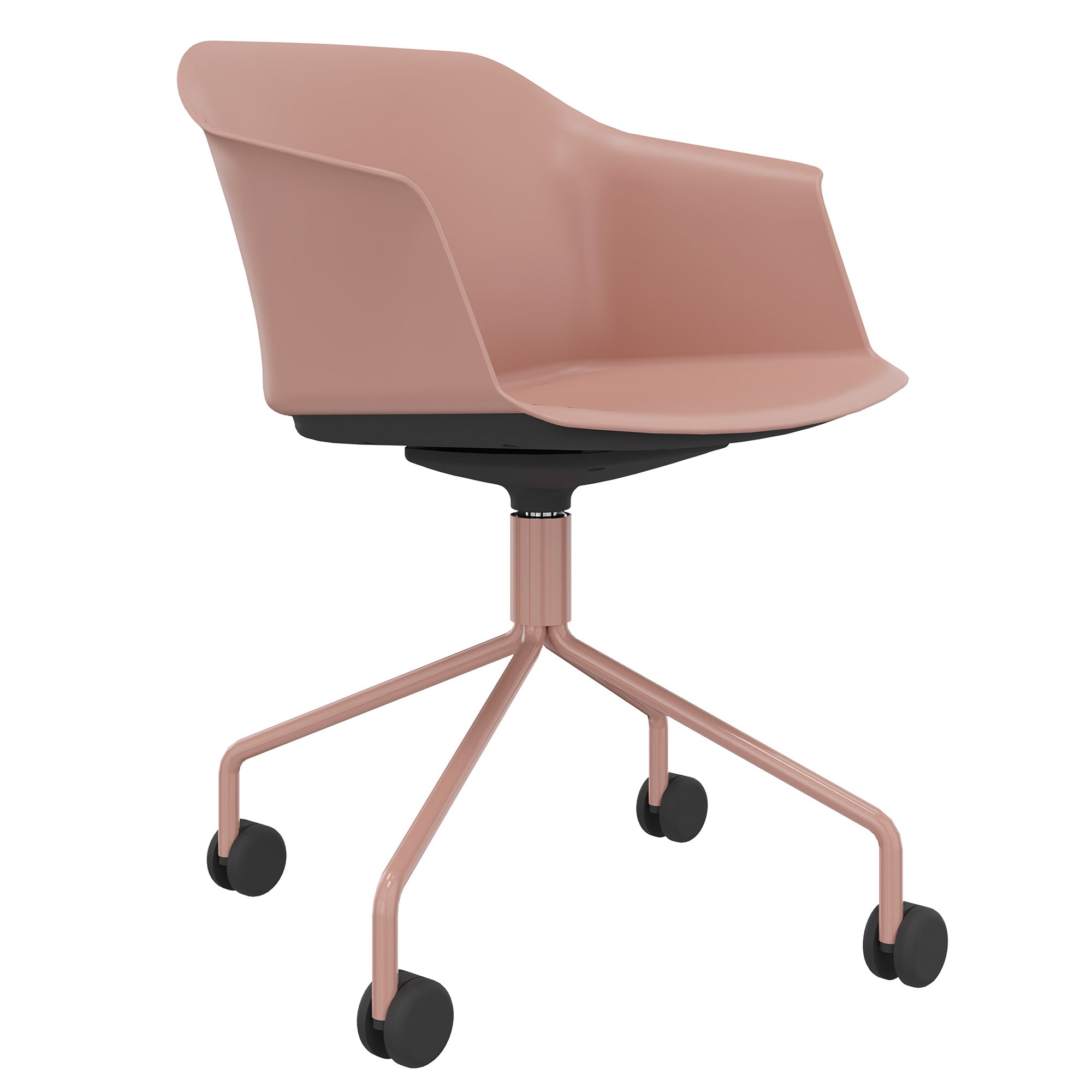 POLYTONE-C Besucher- und Konferenzstuhl rollbar | Pyramiden-Gestell, Farbe Altrosa