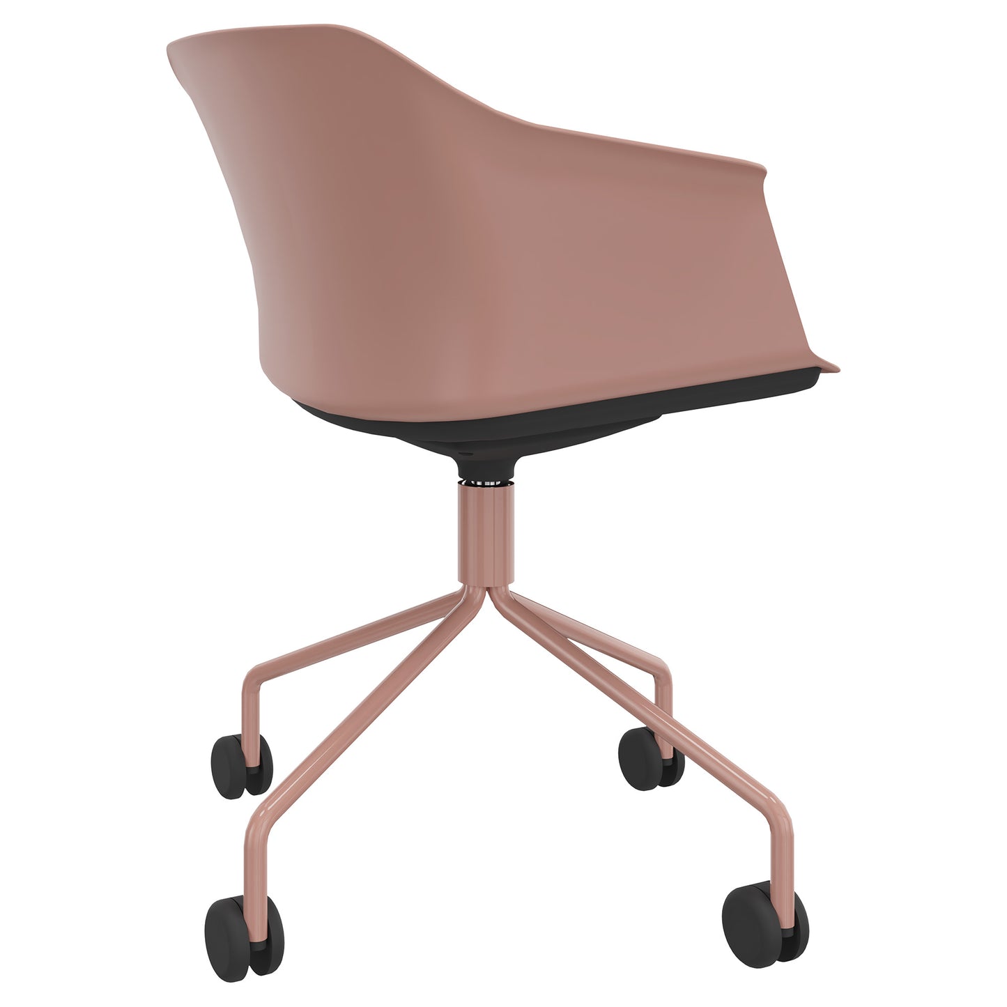 POLYTONE-C visitor and conference chair rollable | Pyramid frame, color old pink