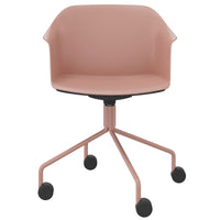 POLYTONE-C visitor and conference chair rollable | Pyramid frame, color old pink